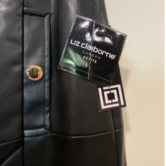 NWT Black Faux Leather Pencil Skirt W/Pockets 6p Knee High Classic Career Wear - Picture 8 of 9